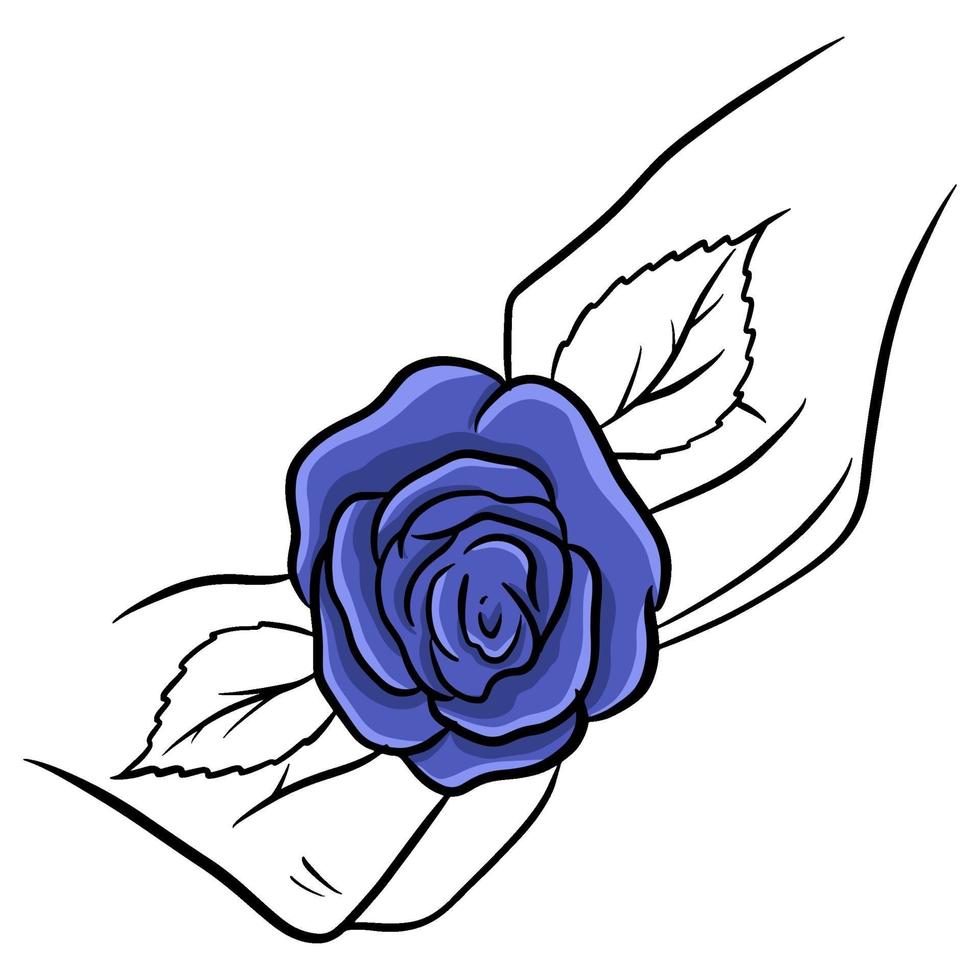 Hand-drawn roses. Beautiful flower. Cartoon style. Vector illustration.