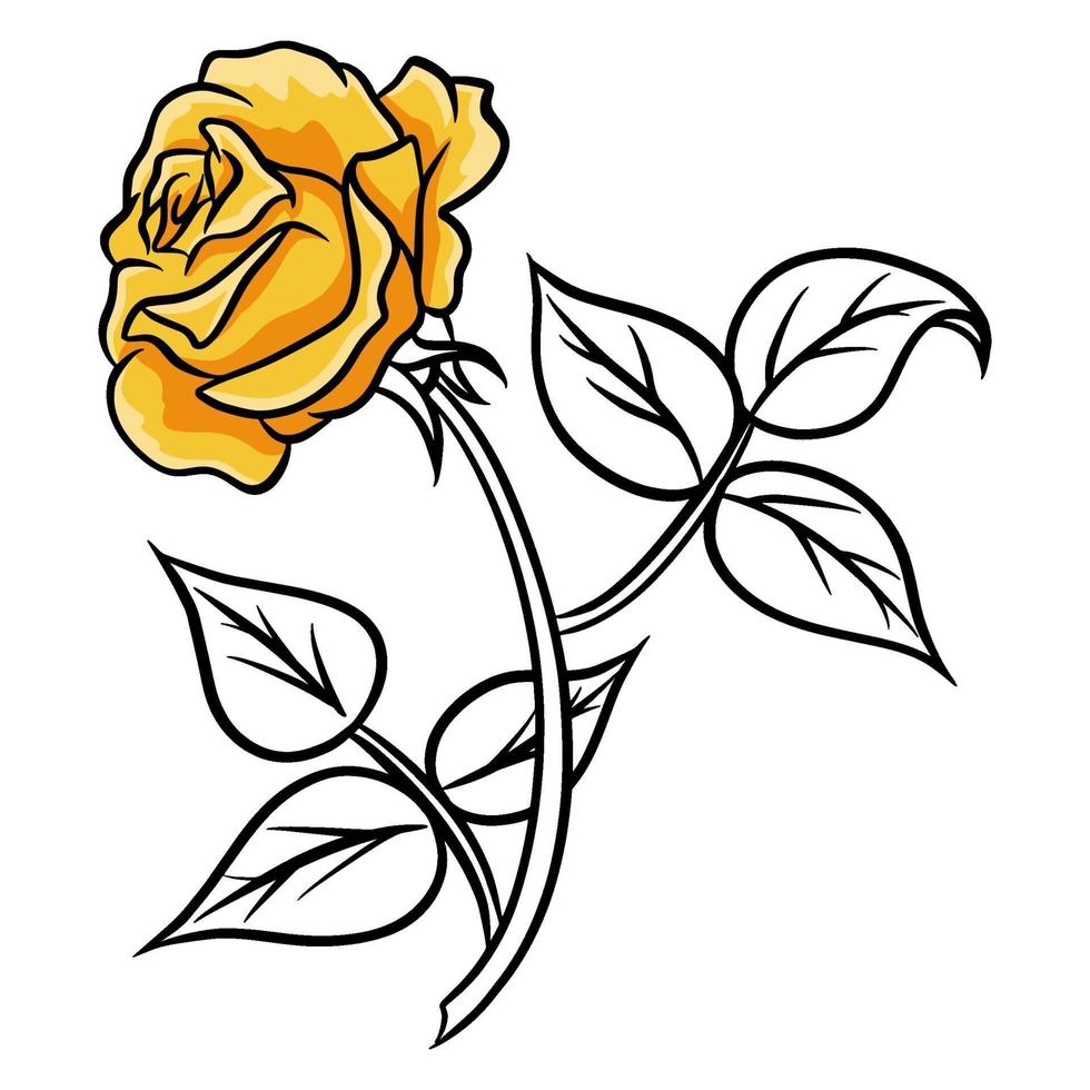 Hand-drawn roses. Beautiful flower. Cartoon style. Vector illustration.