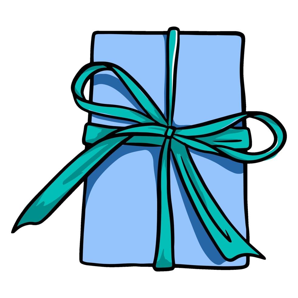 A gift in a festive package with a ribbon bow. Cartoon style. vector