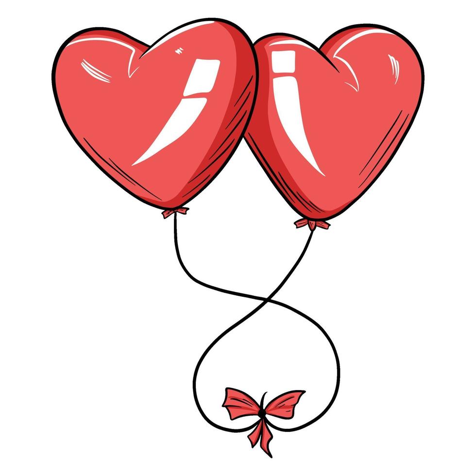 Red balloons in the form of a heart. vector