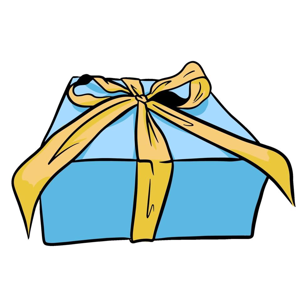 A gift in a festive package with a ribbon bow. Cartoon style. vector