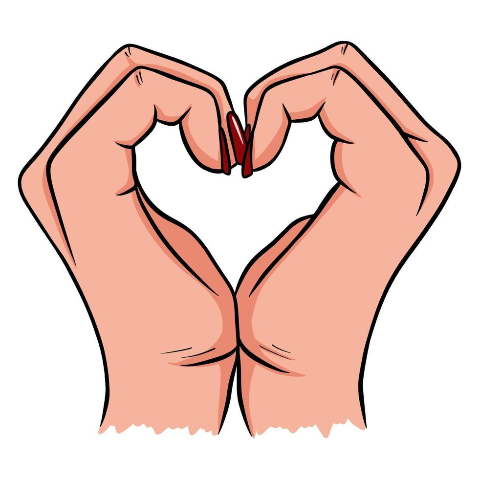 Two hands making a heart sign. Love, romantic relationship concept. vector