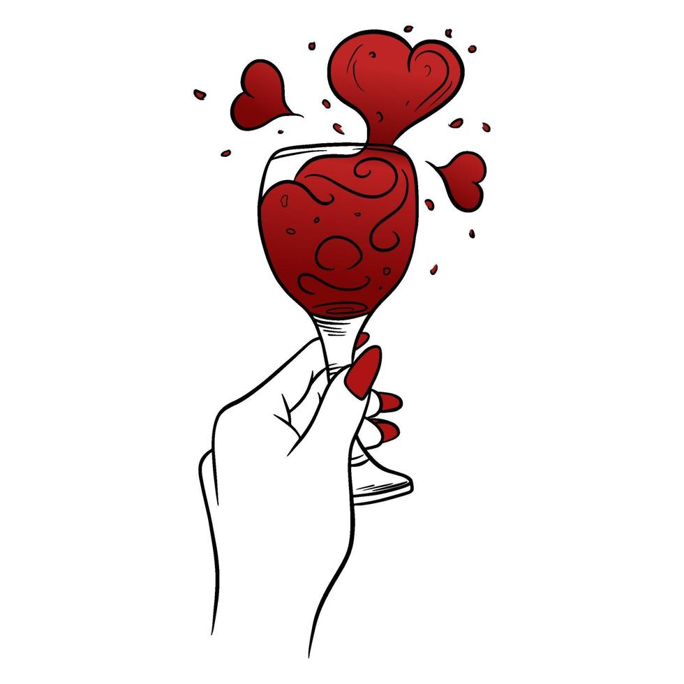 Female hand with a glass of wine vector