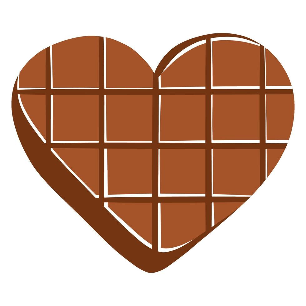 chocolate en forma de corazón. regalo de san valentin. dulce regalo. estilo de dibujos animados. vector