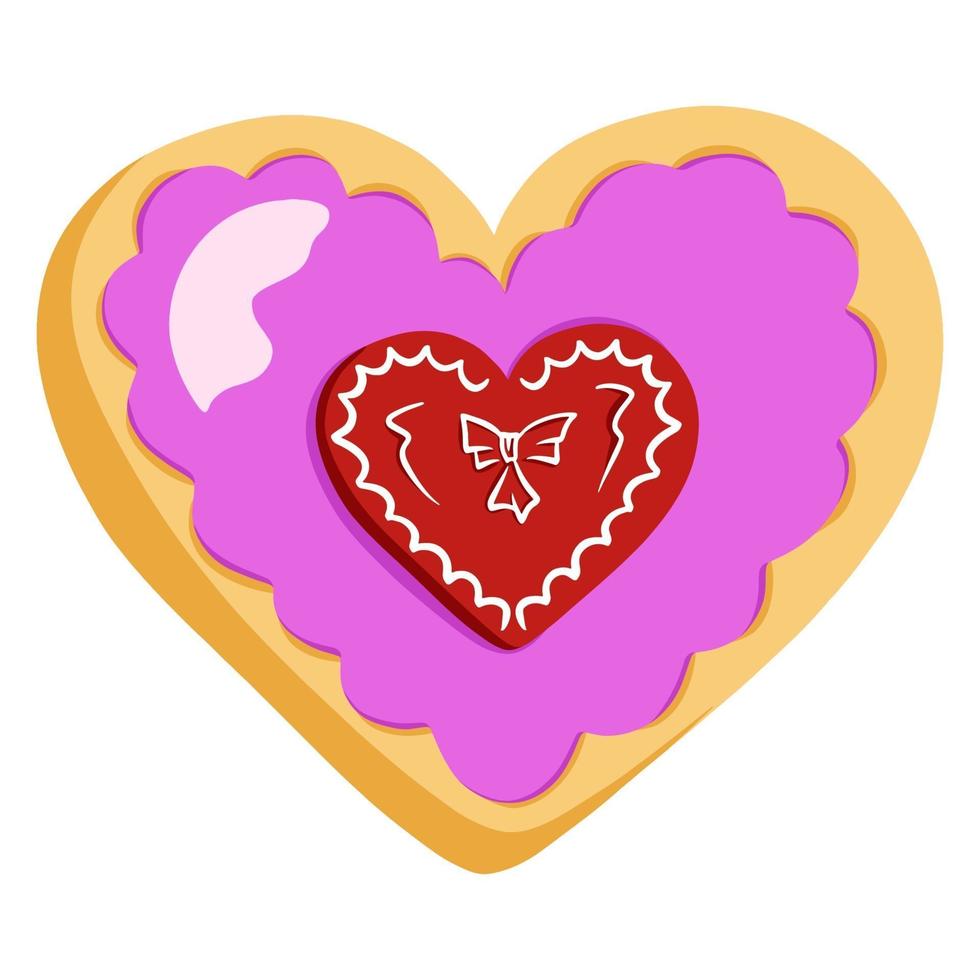 Heart shaped chocolate. Chocolate with glaze. Valentine's Day gift. Sweet gift. Cartoon style. vector