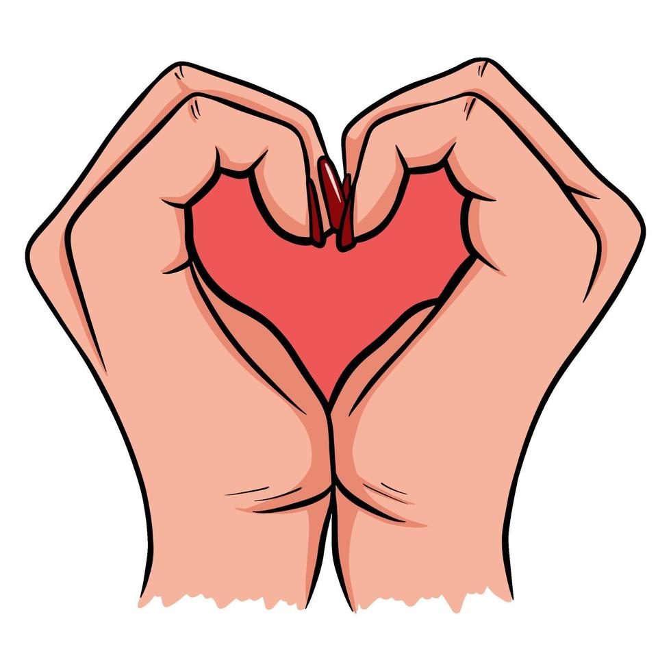 Two hands making a heart sign. Love, romantic relationship concept. vector