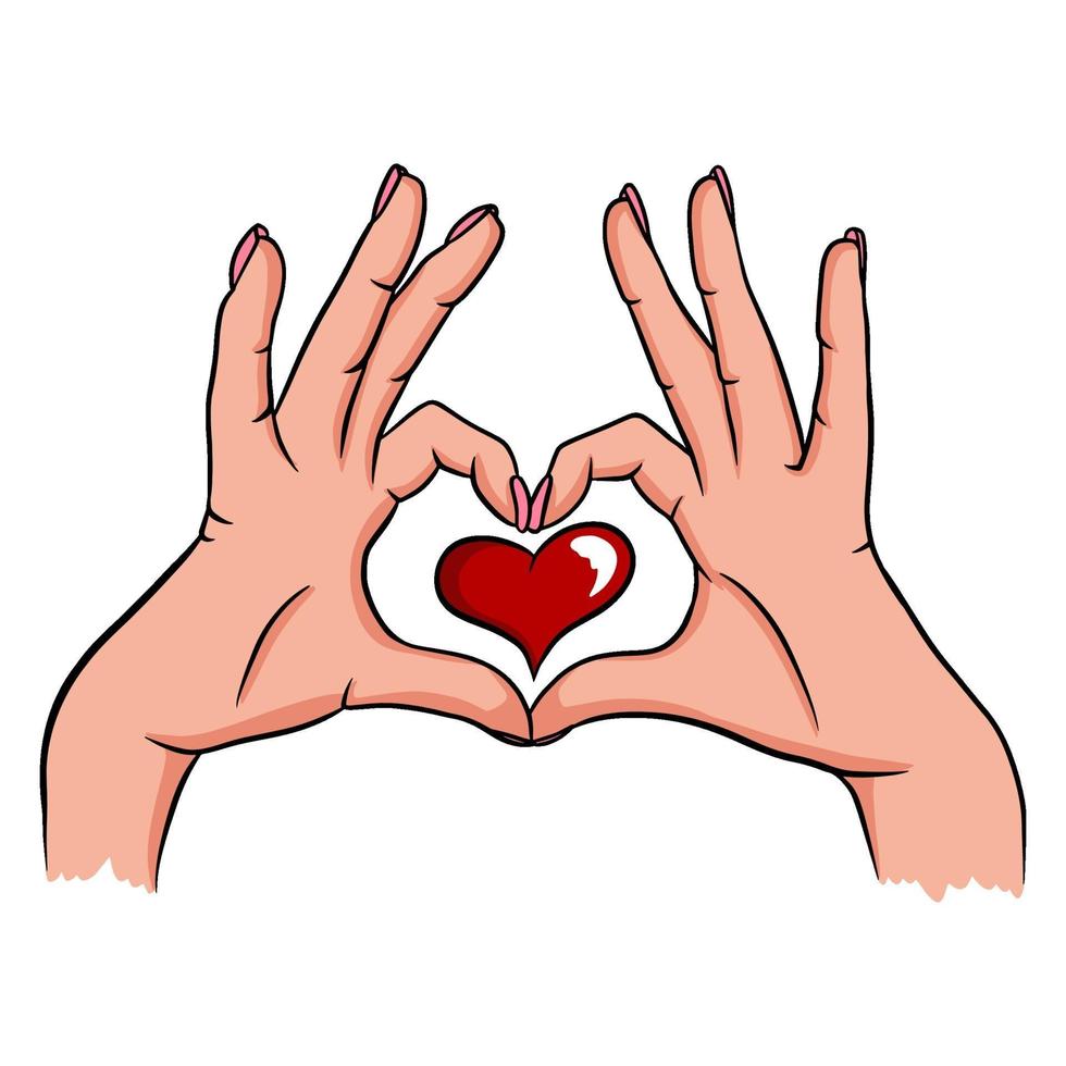 Two hands making a heart sign. Love, romantic relationship concept. Isolated vector. vector