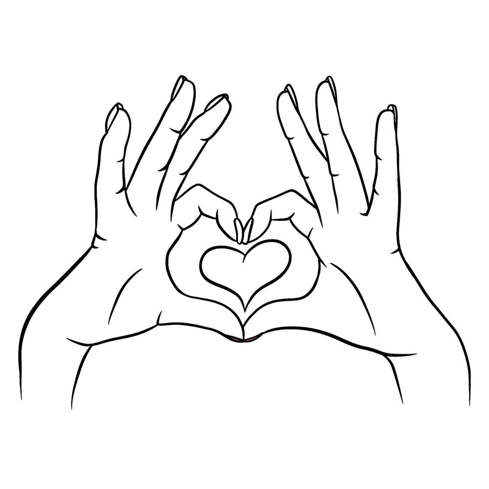 Two hands making a heart sign. Love, romantic relationship concept. Isolated vector. vector