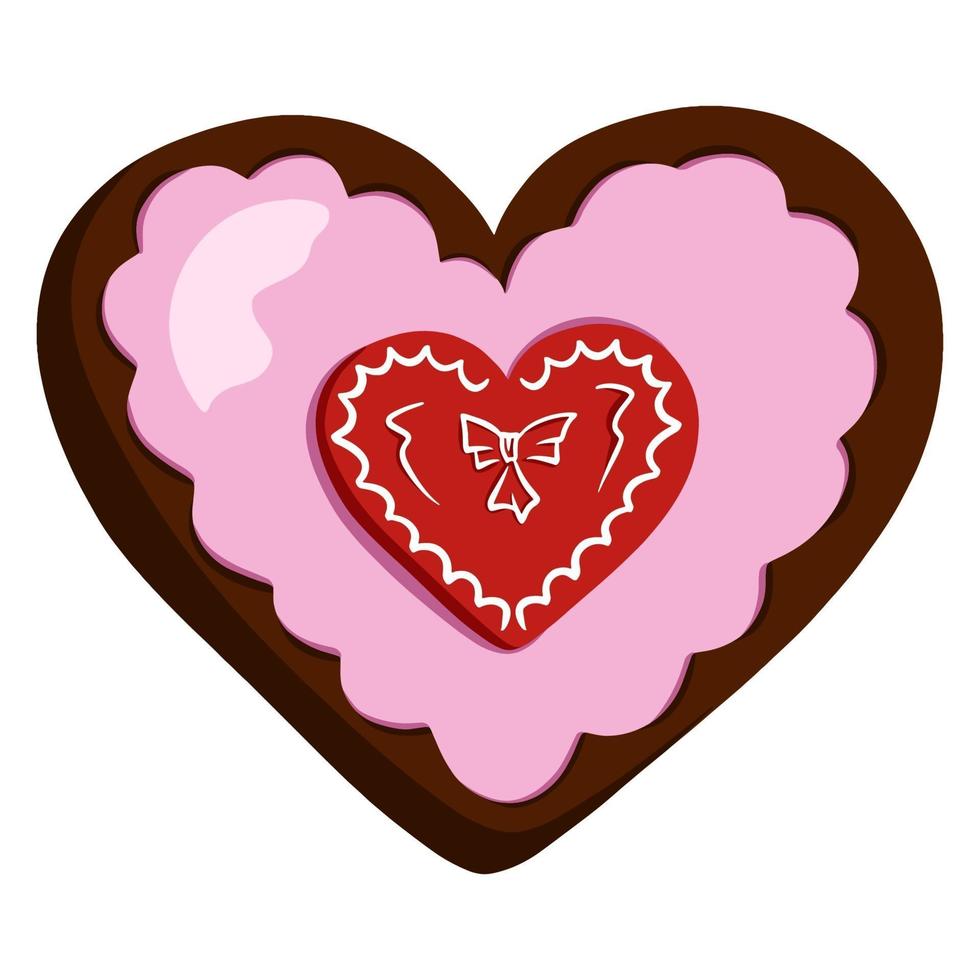 chocolate en forma de corazón. chocolate con glaseado. regalo de san valentin. dulce regalo. estilo de dibujos animados. vector