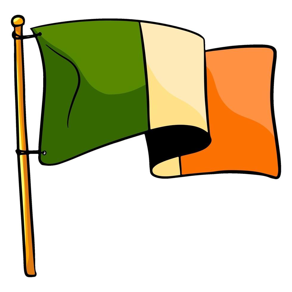 bandera de irlanda. ondeando la bandera con los colores de Irlanda. estilo de dibujos animados. vector