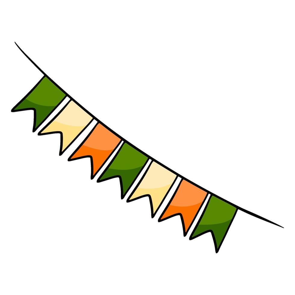 Flags in the colors of Ireland. Ribbon with flags. Cartoon style. vector