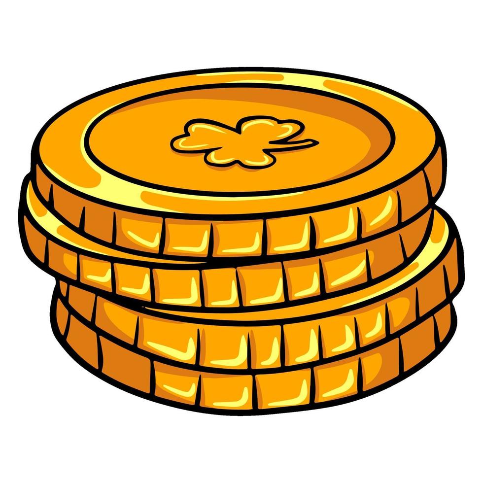 Coins illustration. A handful of gold coins. Cartoon style. vector