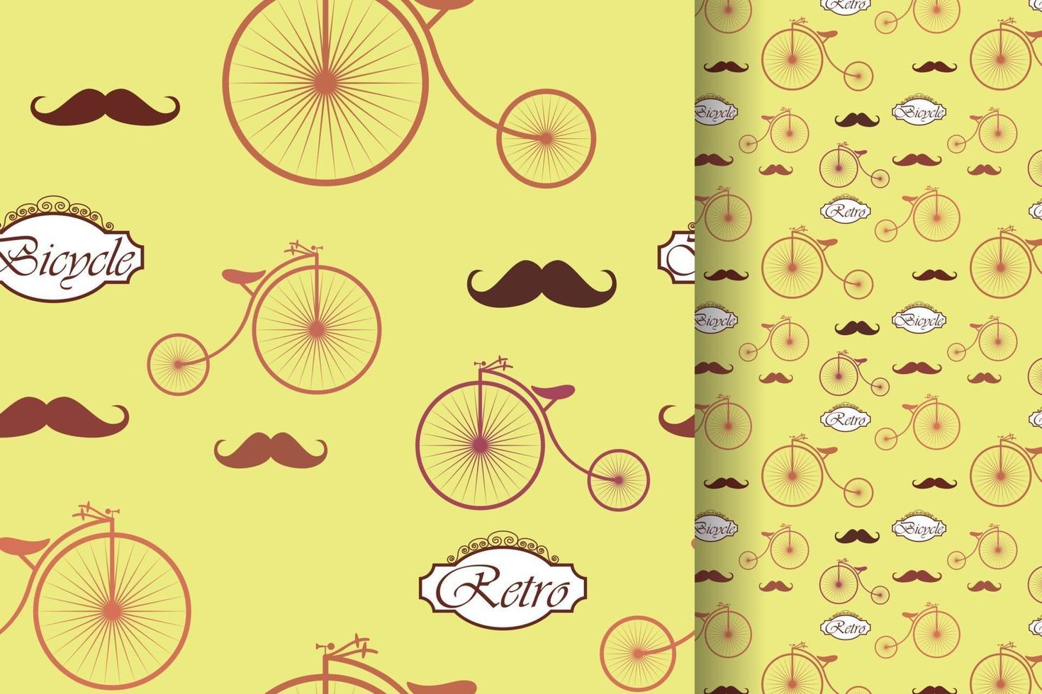 Retro bicycle pattern green yellow vector