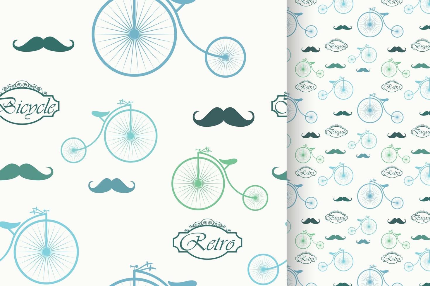 Retro bicycle pattern blue vector