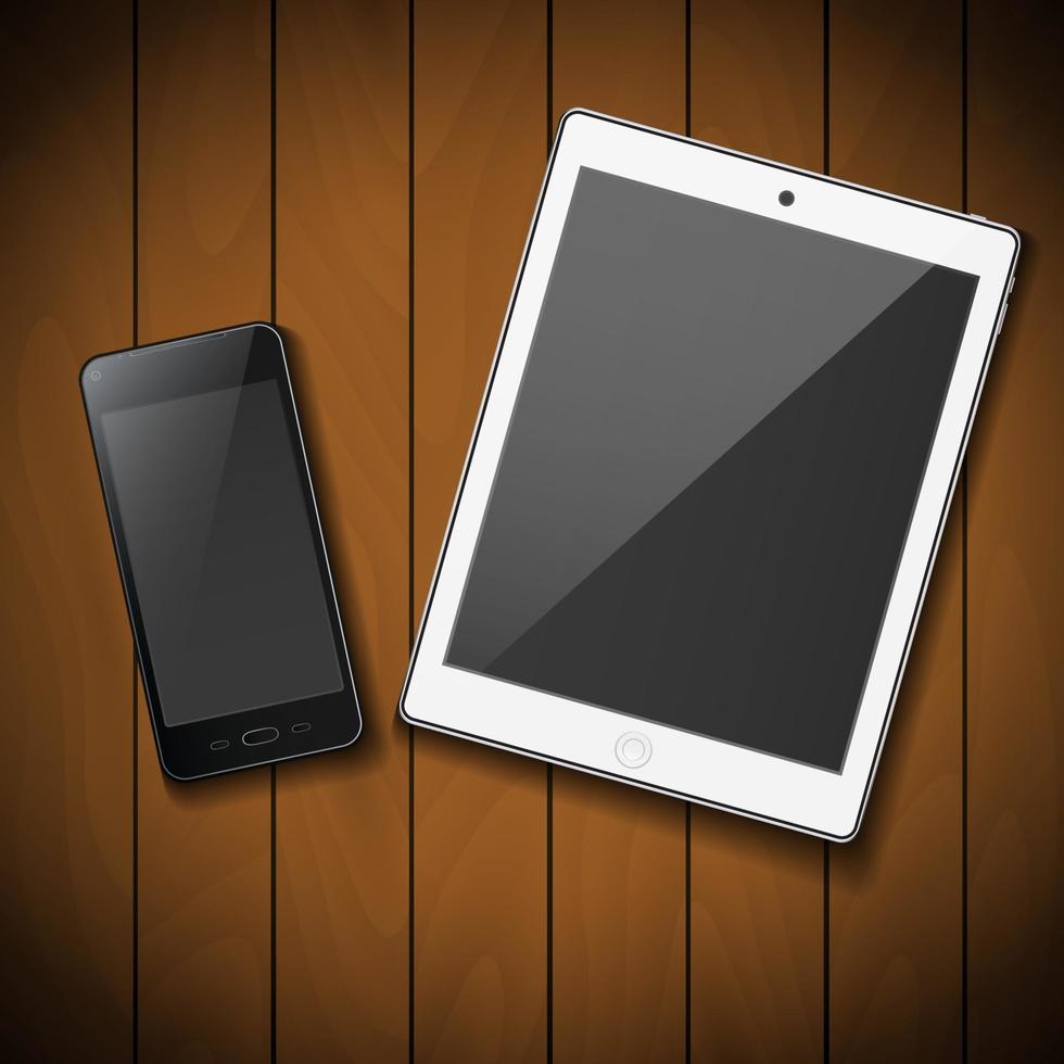 celular negro con tablet blanco vector