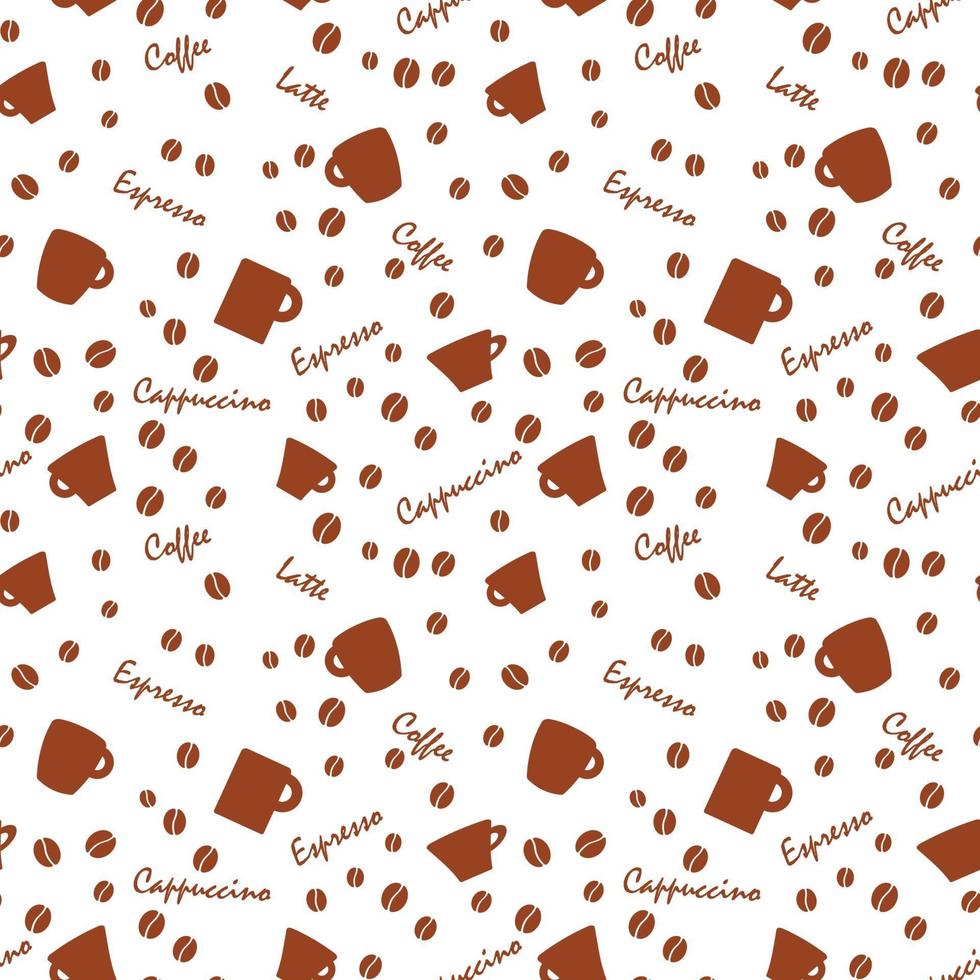 coffe pattern with beens white background vector