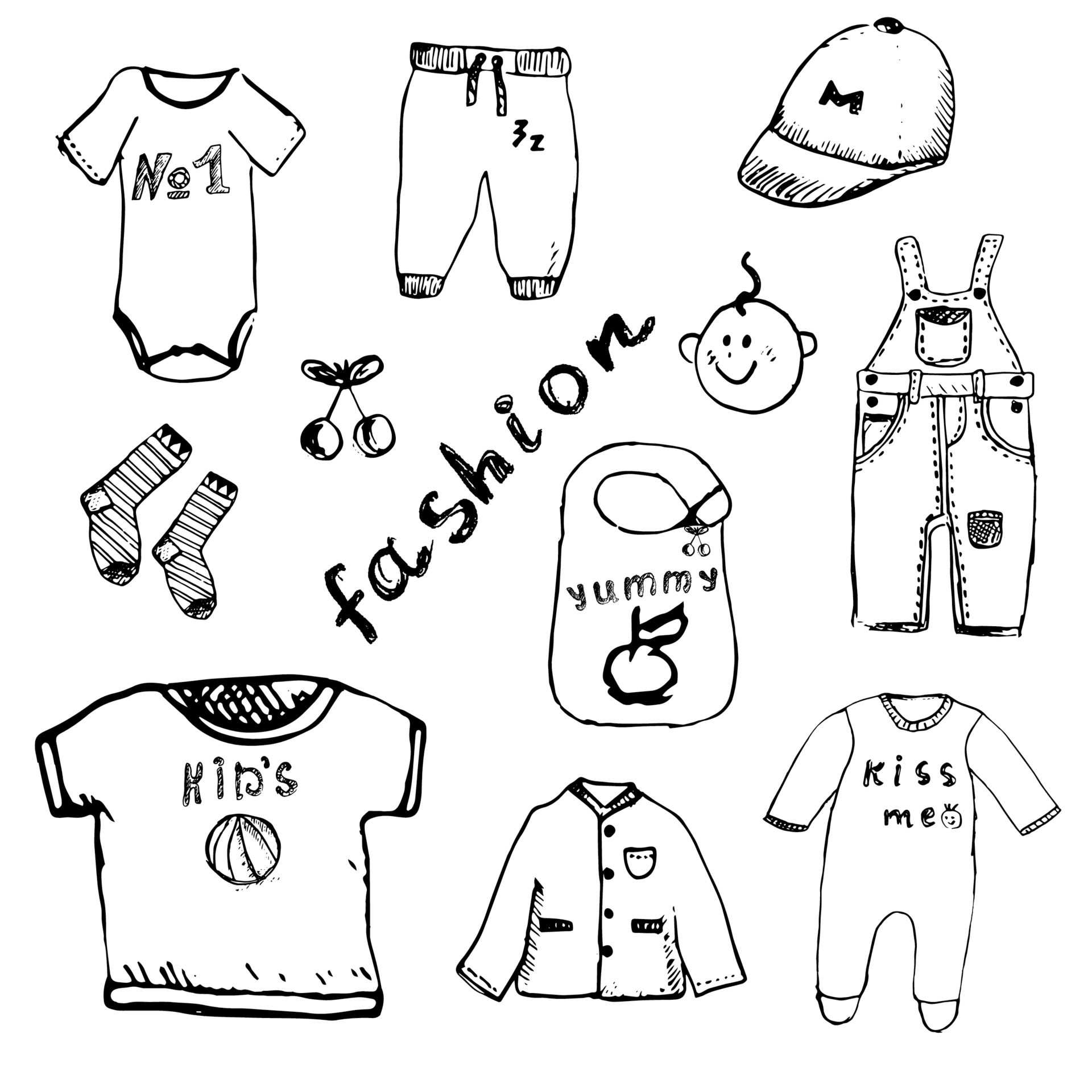 sketch baby clothes isolated 2298144 Vector Art at Vecteezy