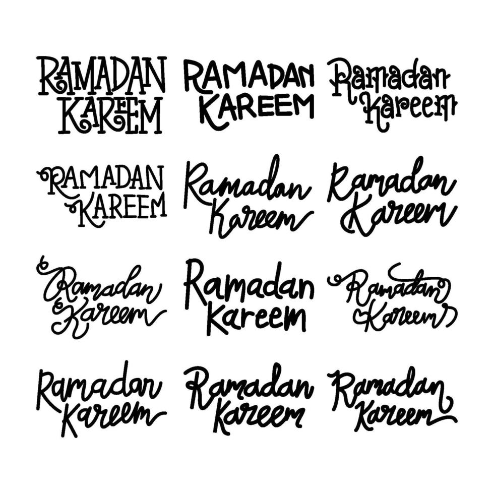 Ramadan Kareem Text Handwritten Set Template vector