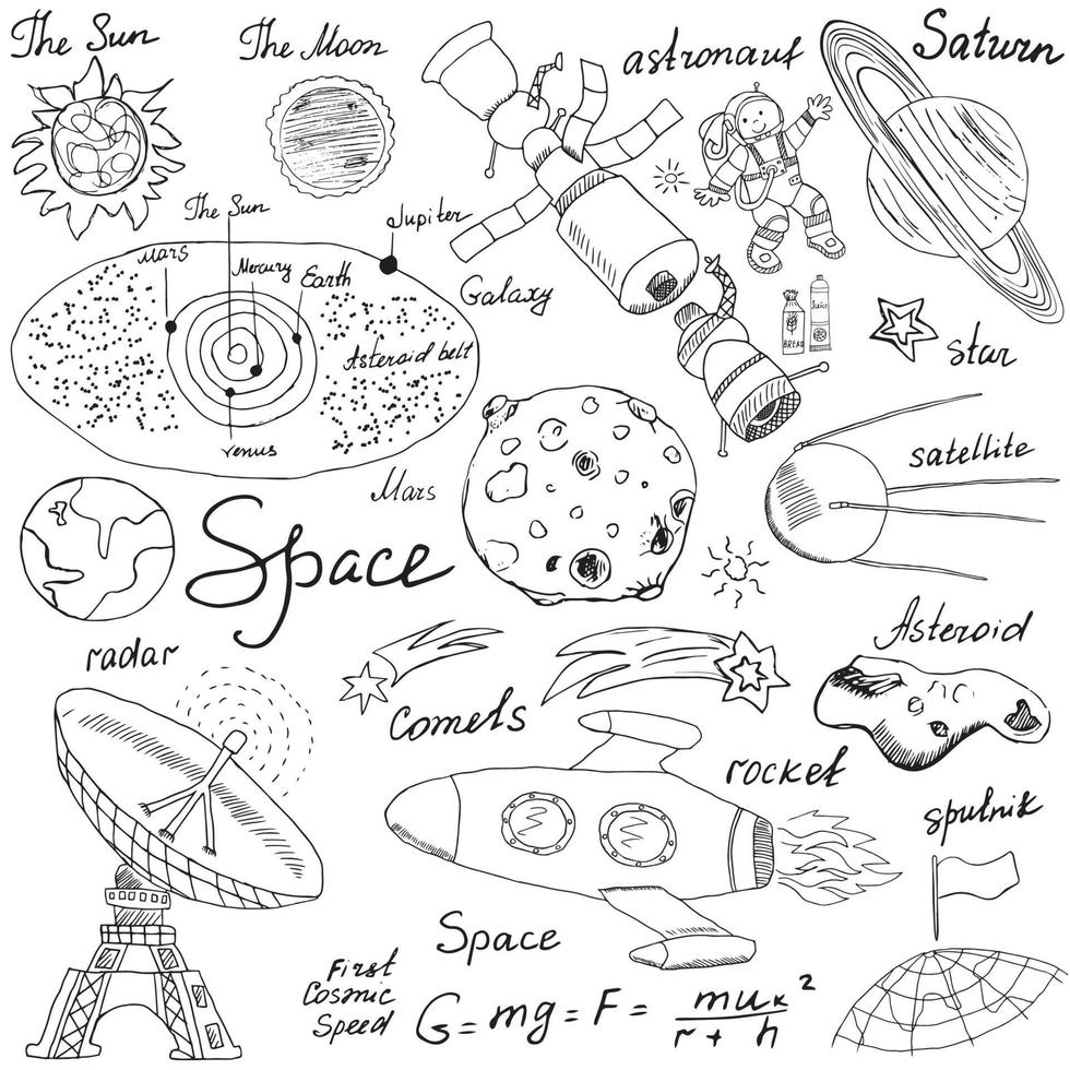 space sketch isolated vector