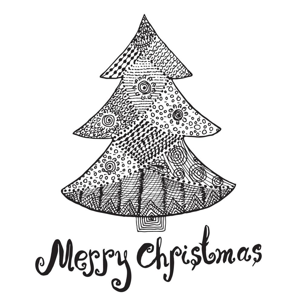Christmas tree doodle vector