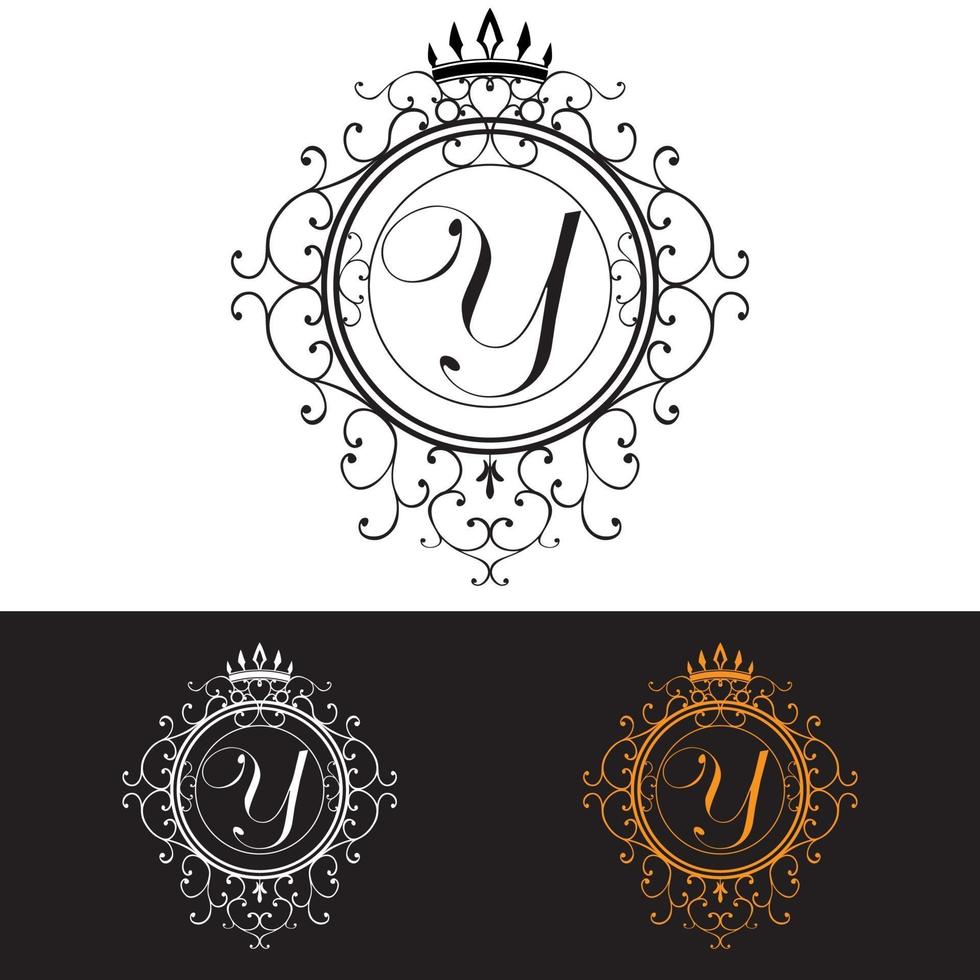 Letter Y. Luxury Logo template flourishes calligraphic elegant ornament lines, vector illustration