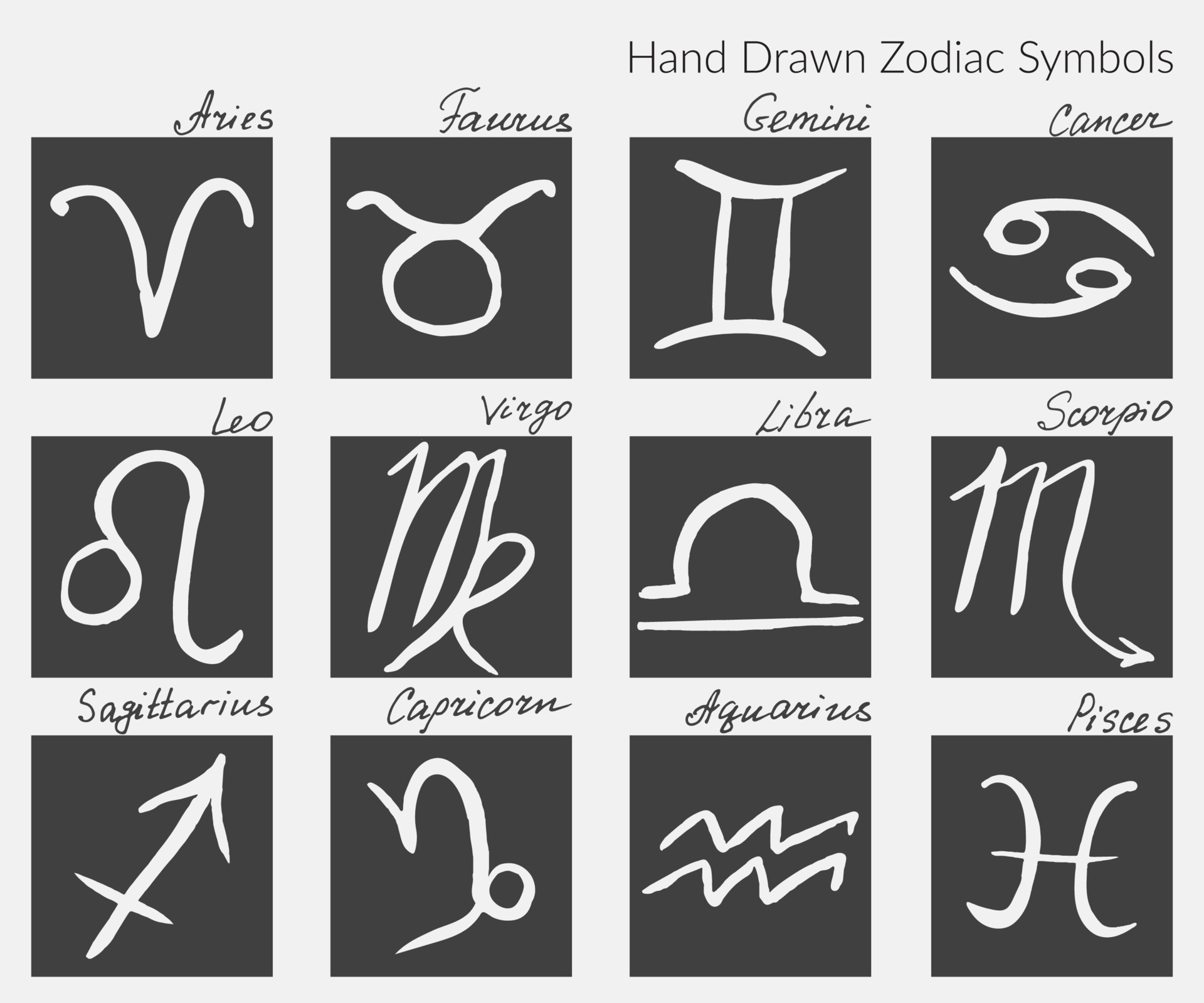 Collection Of Zodiac Signs Hand Drawn Zodiac Symbol Icons Vector Graphics Set Horoscopes Vector Illustration 2298314 Vector Art At Vecteezy