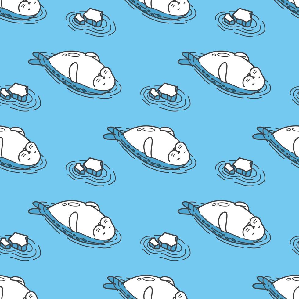 Swim Seal Seamless Pattern blue vector