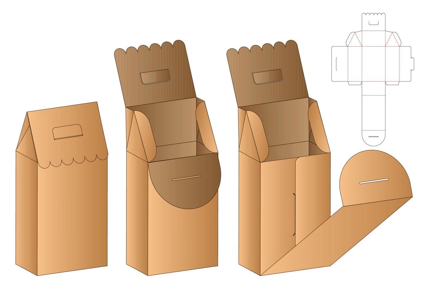 Box packaging die cut template design. 3d mock-up vector