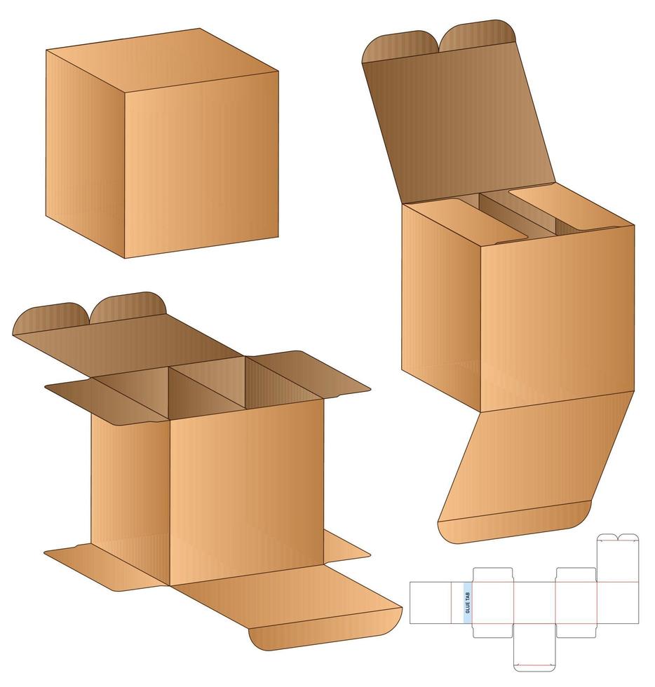 Box packaging die cut template design. 3d mock-up vector