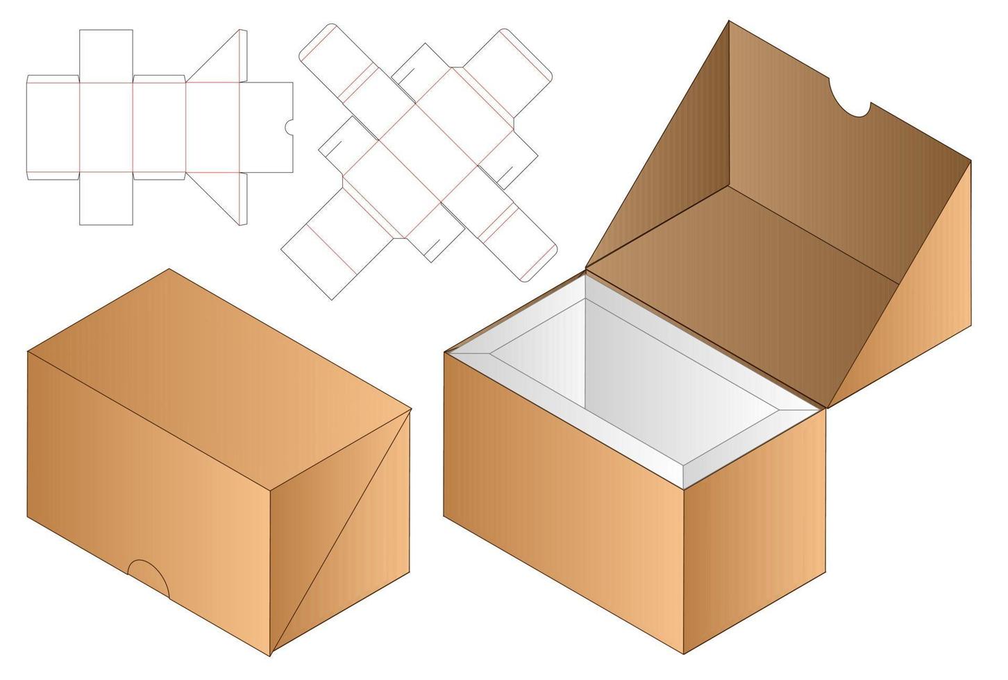 Box packaging die cut template design. 3d mock-up vector