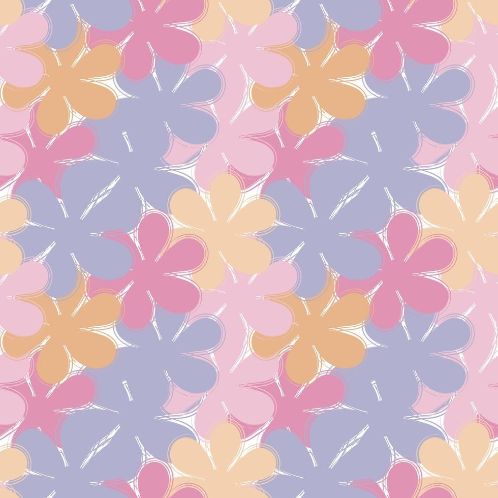 Floral seamless pattern, large flowers in pastel colors. Vector illustration