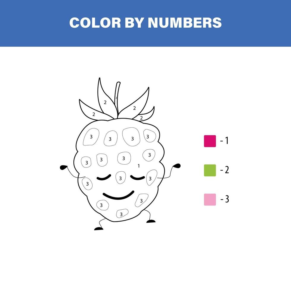 raspberry color by numbers vector