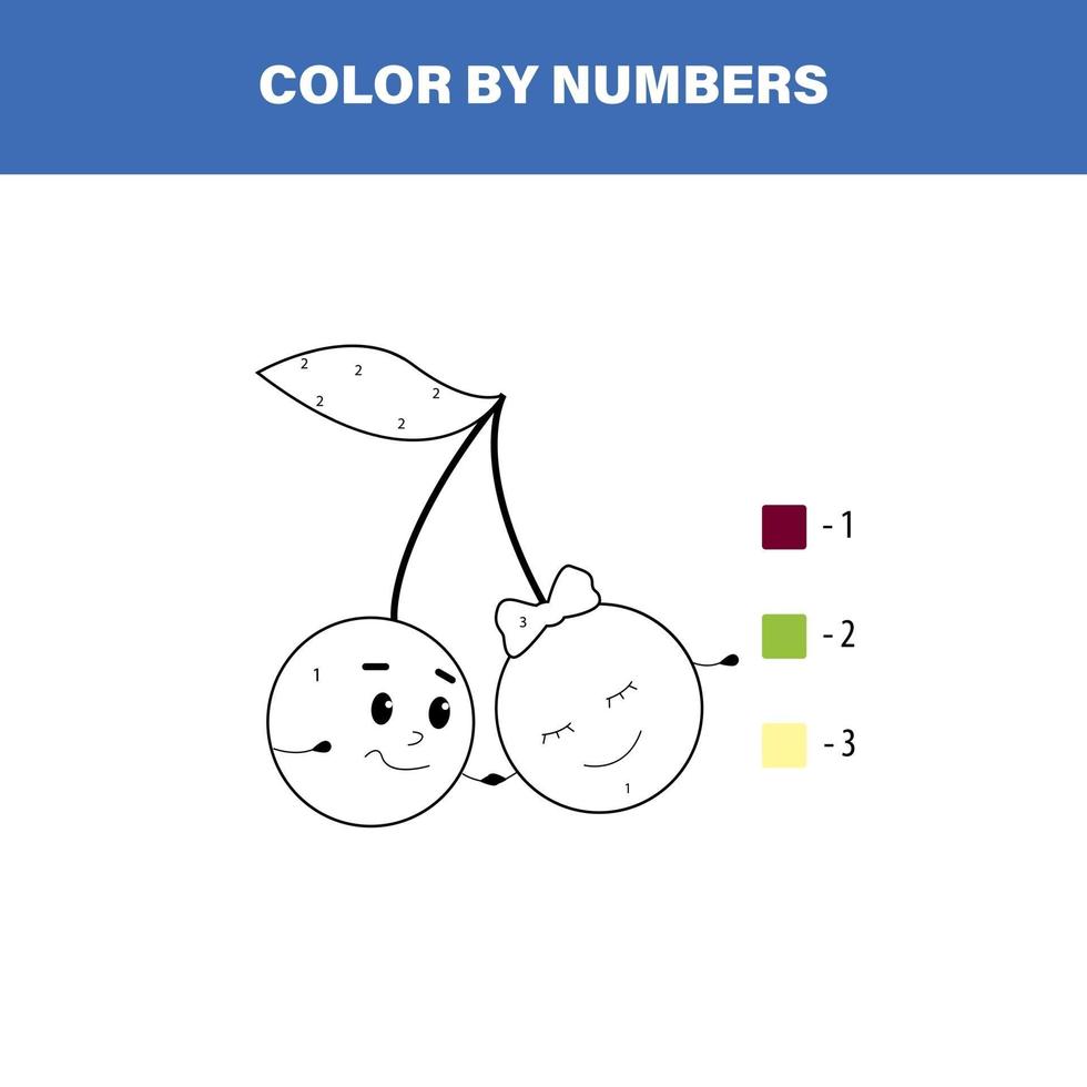 Color by number. Cherry vector