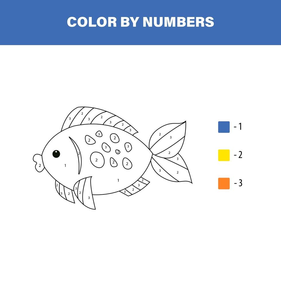 fish color by numbers vector