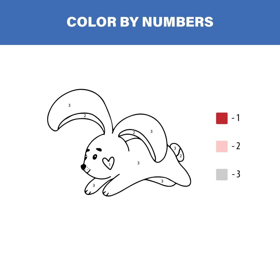 rabbit color by numbers vector