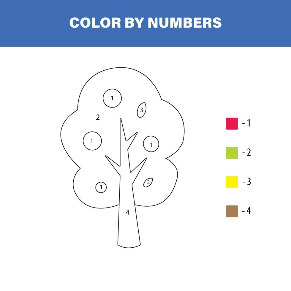 tree color by numbers vector