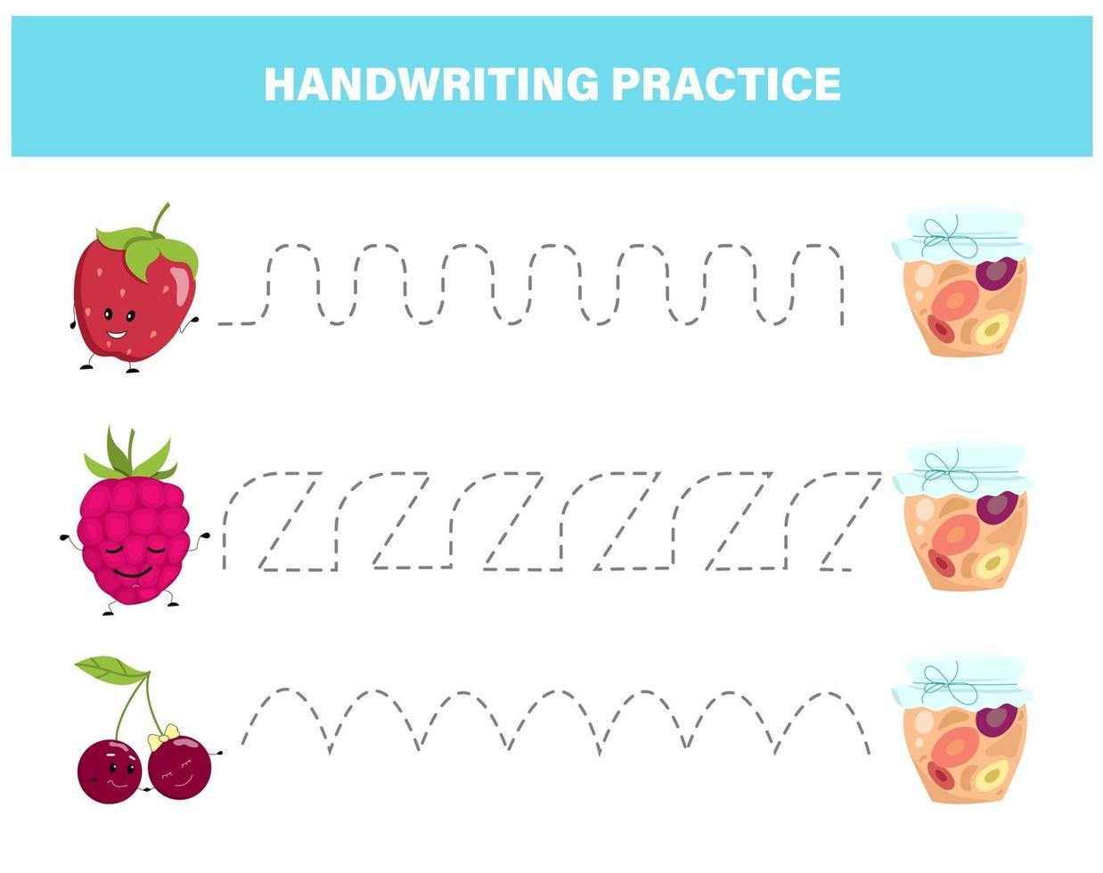 Handwriting practice. Berries lasy game vector