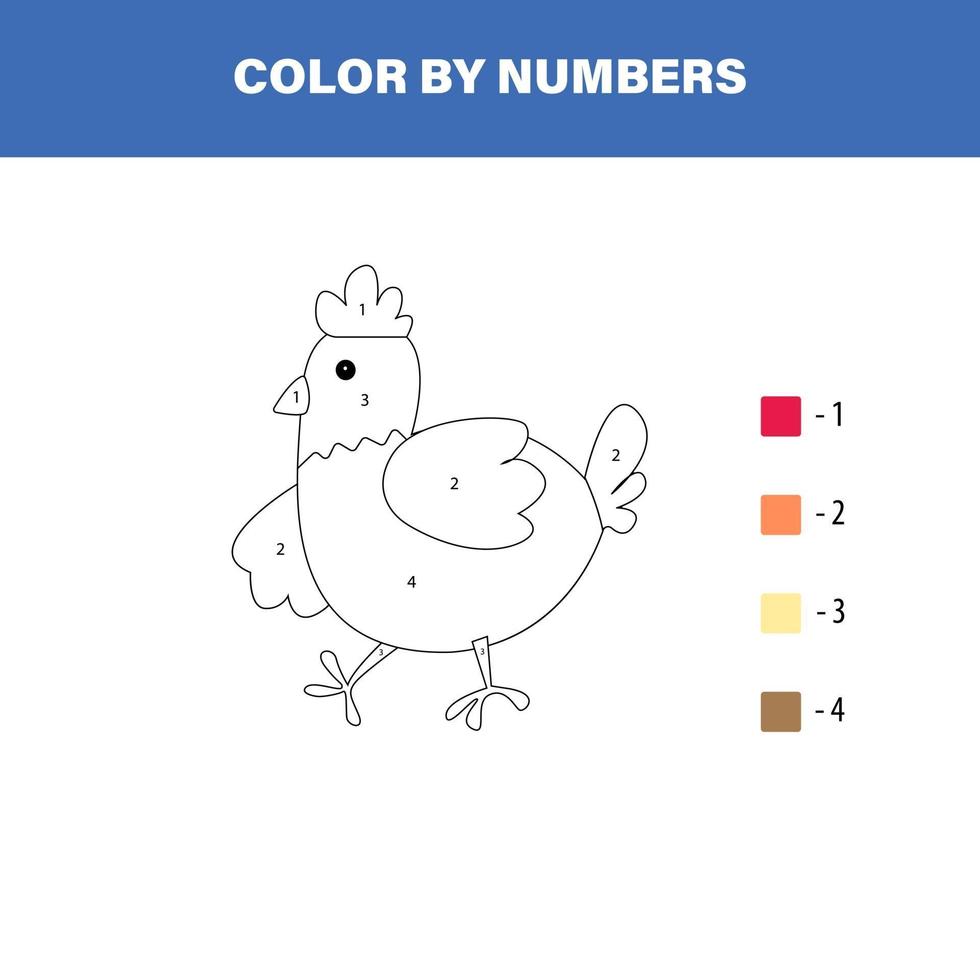 hen color by numbers vector
