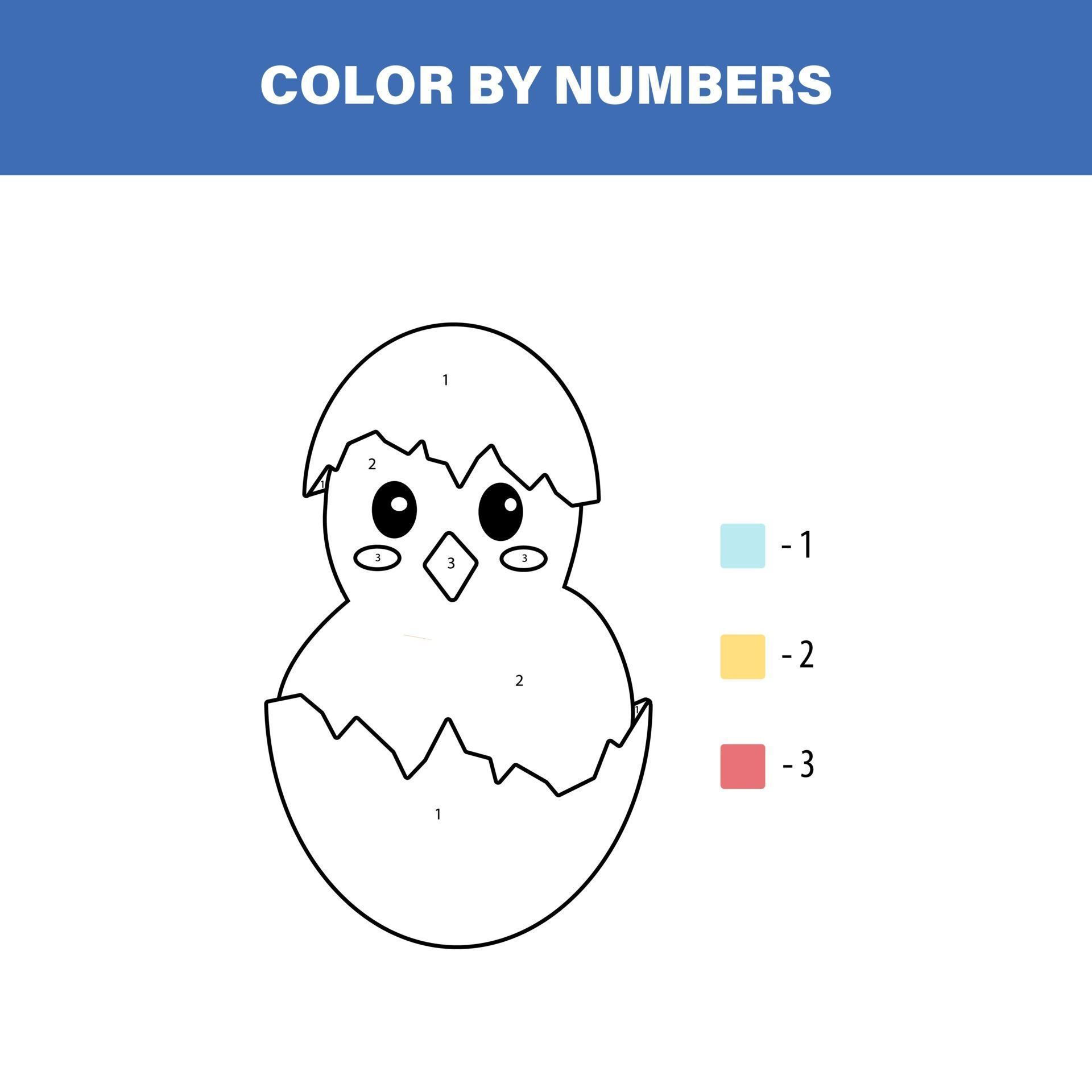 Color by numbers. Cute chicken 2298625 Vector Art at Vecteezy