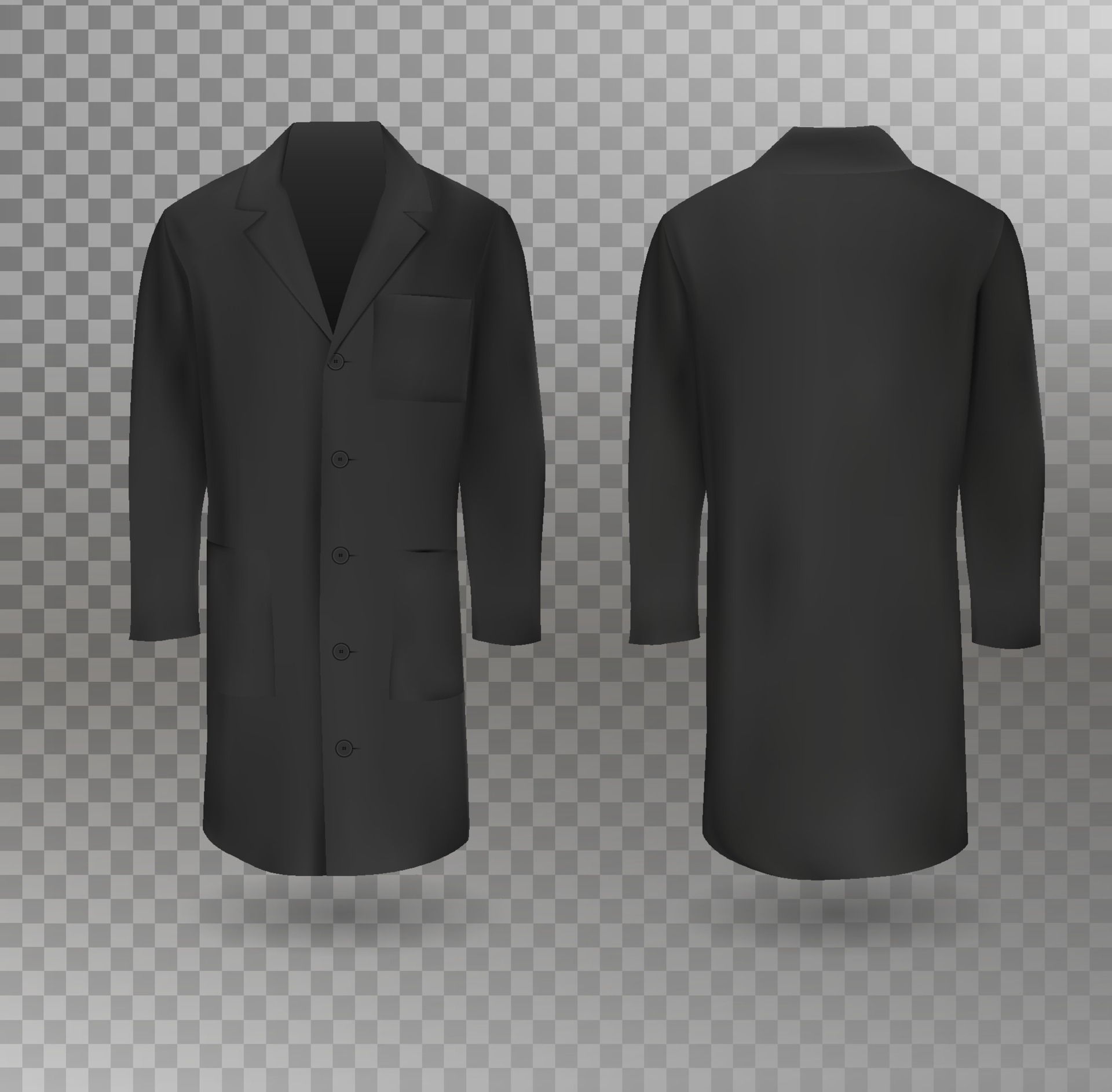 Download Realistic Black Medical Lab Coat Hospital Professional Suit Vector Template Isolated Vector Illustration 2298653 Vector Art At Vecteezy