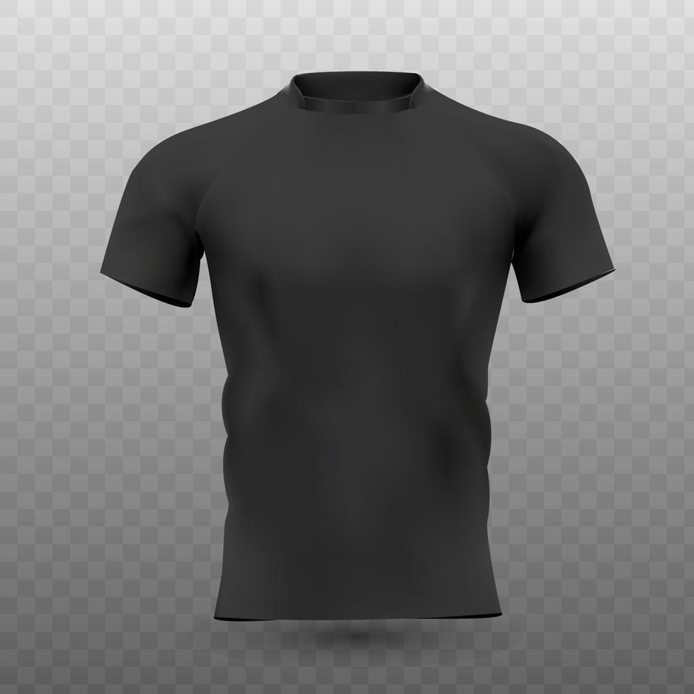 T-shirt template. Black version, front design. Vector illustration.