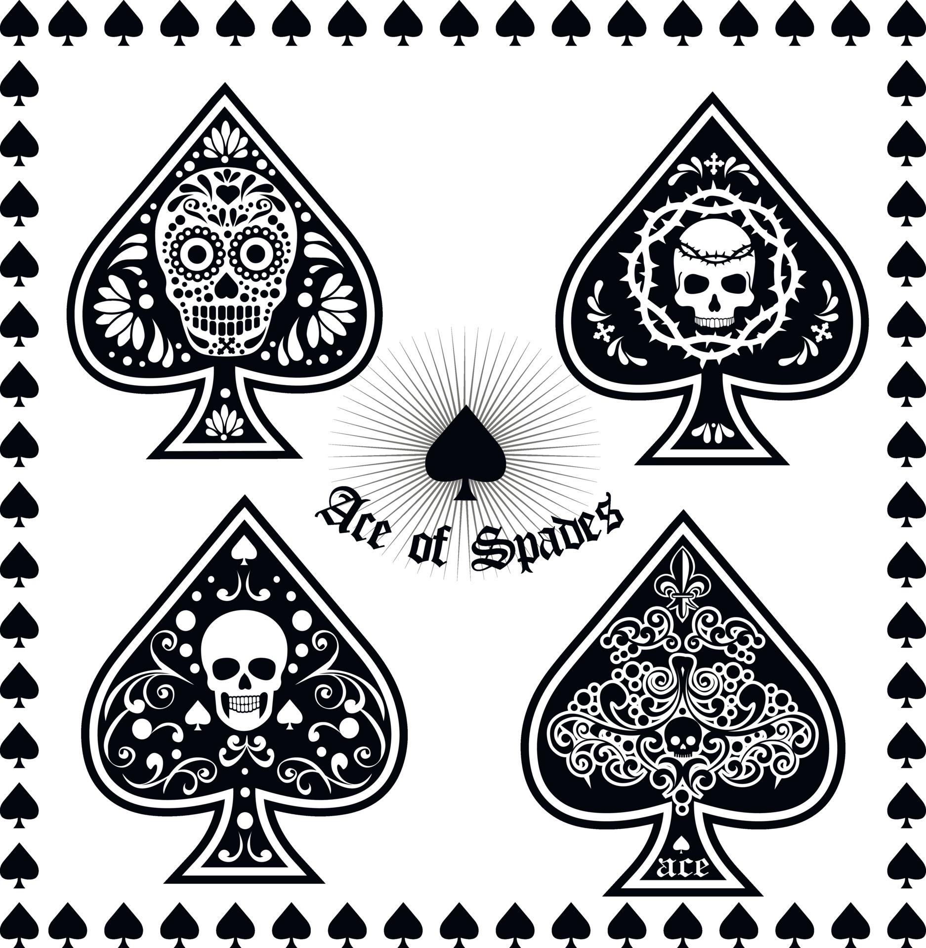 ace of spades with skullsets 2298664 Vector Art at Vecteezy