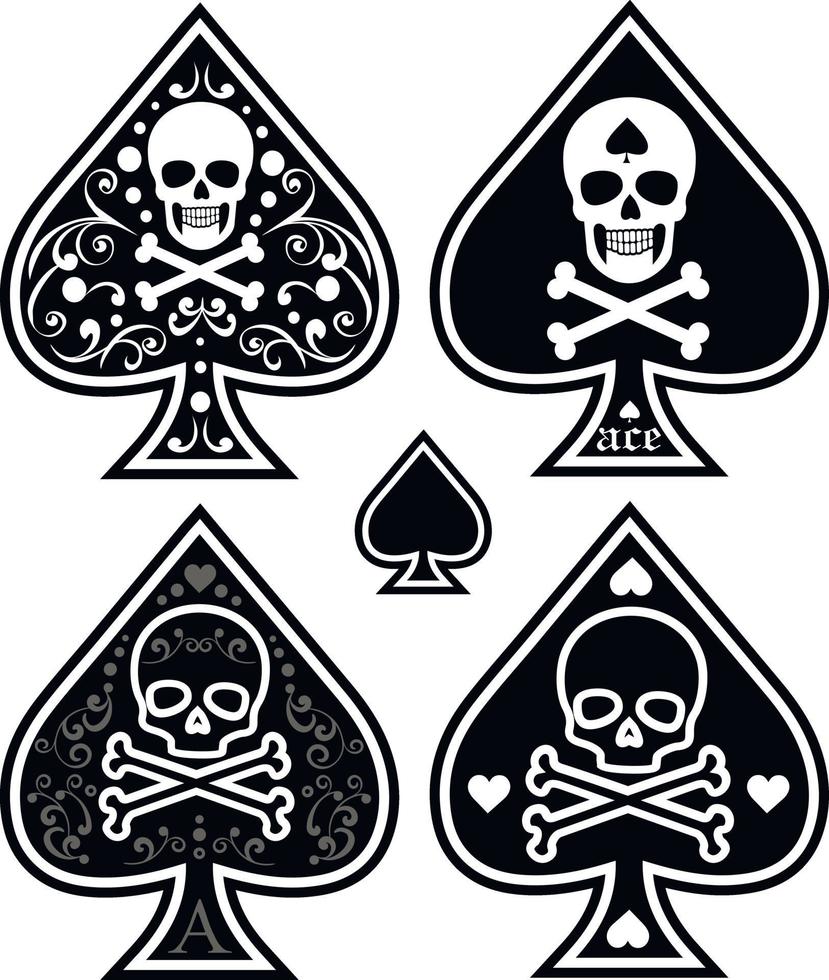 ace of spades with skull-sets vector