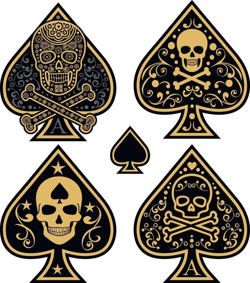 ace of spades with skull-sets vector