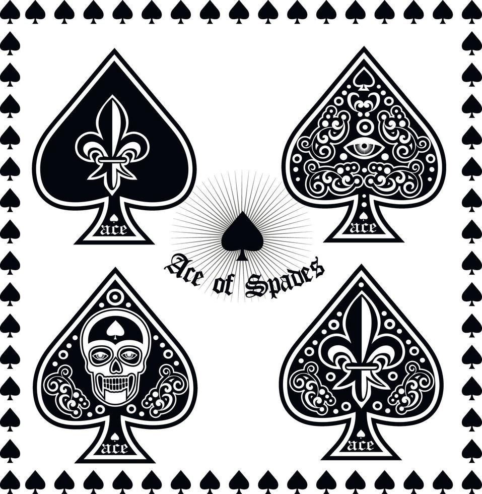 ace of spades with skull-sets vector