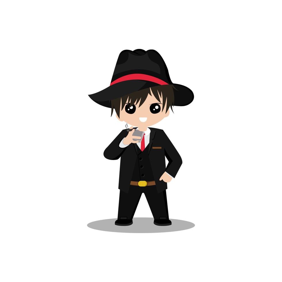 Cute Mafia cartoon character mascot vector design illustration