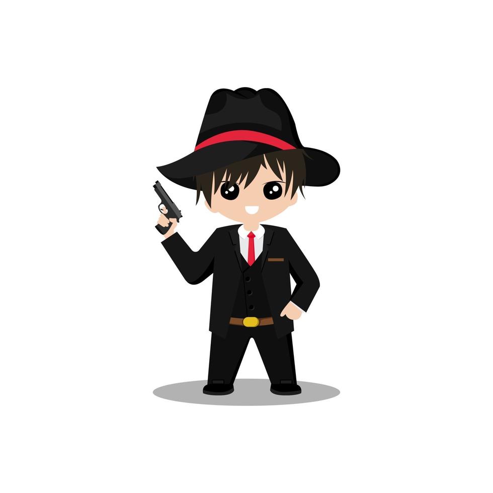 Cute Mafia cartoon character mascot vector design illustration