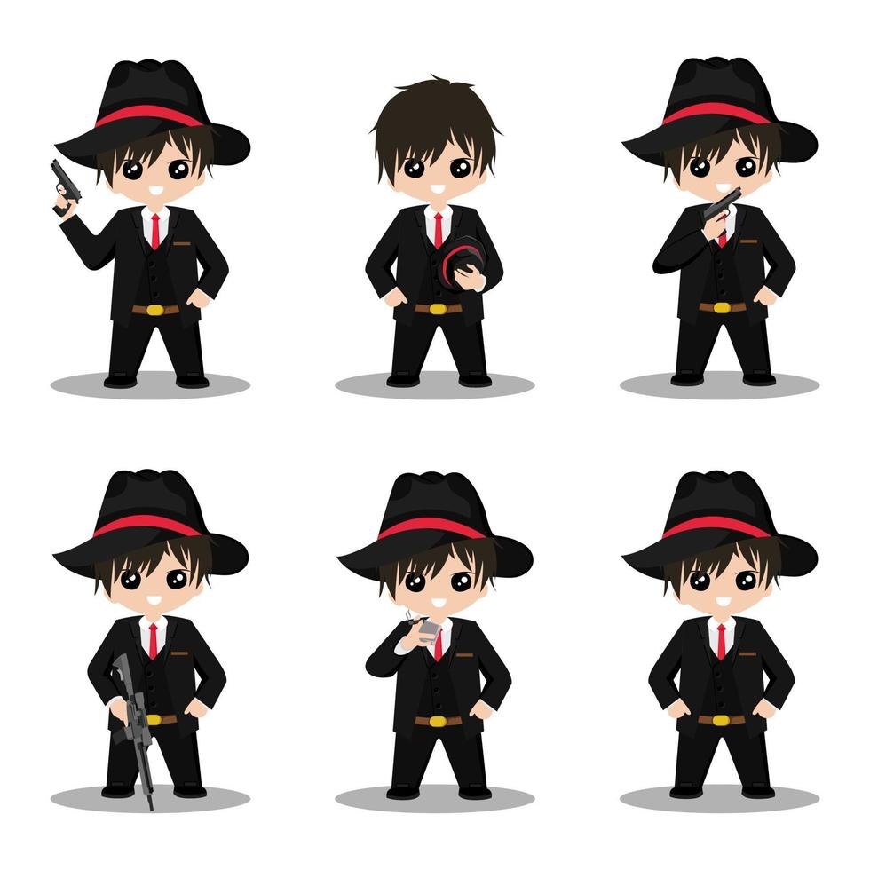 Cute Mafia cartoon character mascot vector design illustration