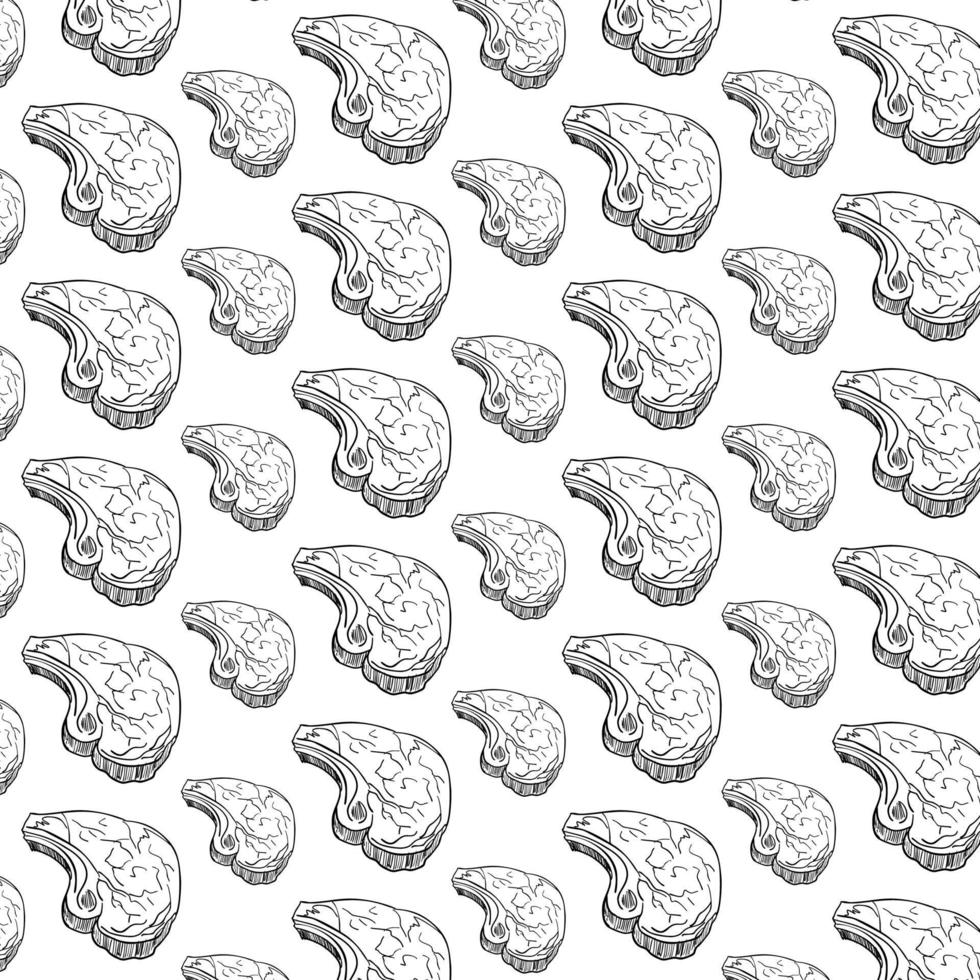 Hand drawn Meat products seamless pattern. Vintage design template, banner. Vector. vector