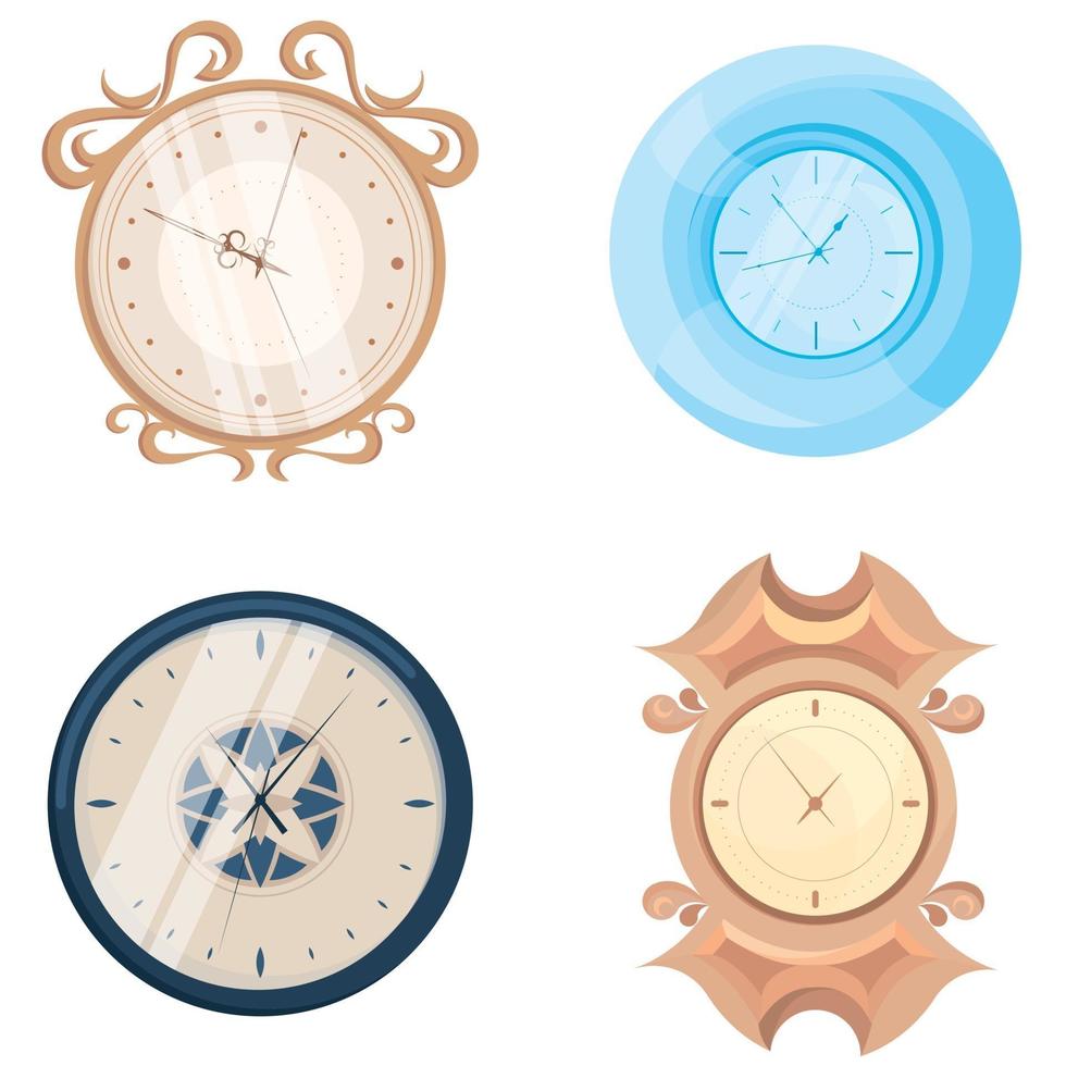 conjunto de diferentes relojes de pared. vector